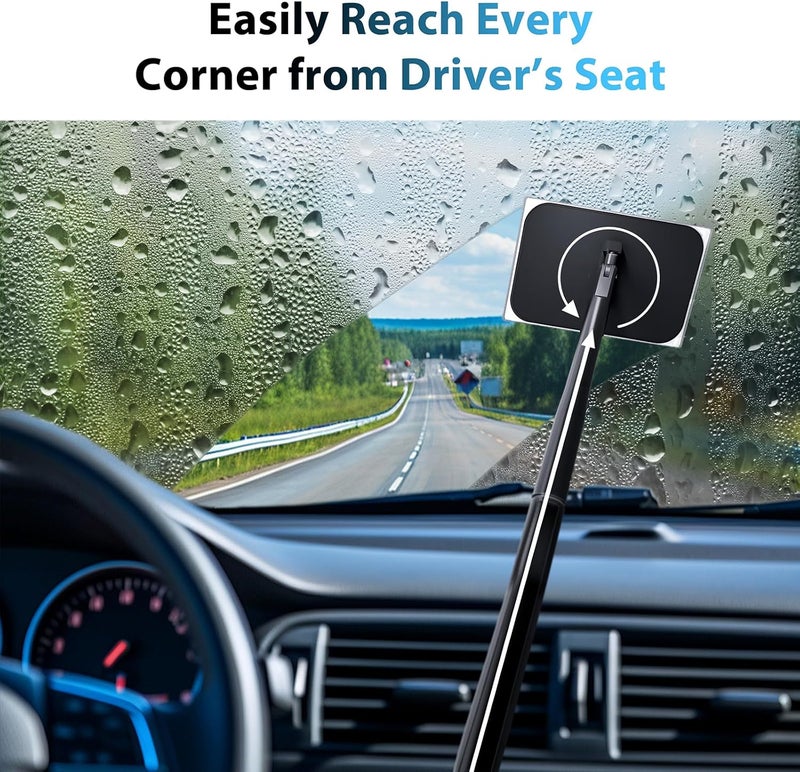 desin Car Windshield Cleaning Tool, Windshield Cleaner with 5 Washable and Reusable Microfiber Pads and Extendable Handle, for Auto Glass Wiper - Image 5